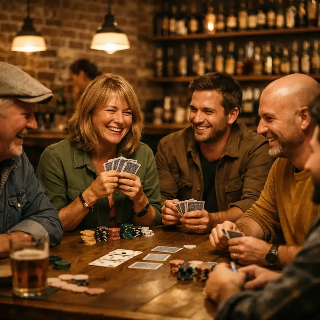 Vue d'ensemble d'une soirée poker conviviale au Comptoir Bruyère